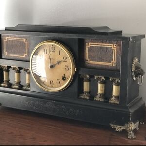 Vintage Black and Gold Mantel Clock 1915
